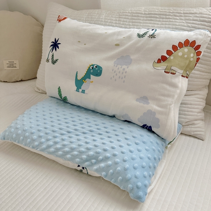 91家纺网 家纺一手货源 找家纺 BOSS 2024新款婴幼儿可拆卸-全棉26度有氧双层纱豆豆枕 恐龙世纪 全棉双层纱豆豆枕 30*50cm