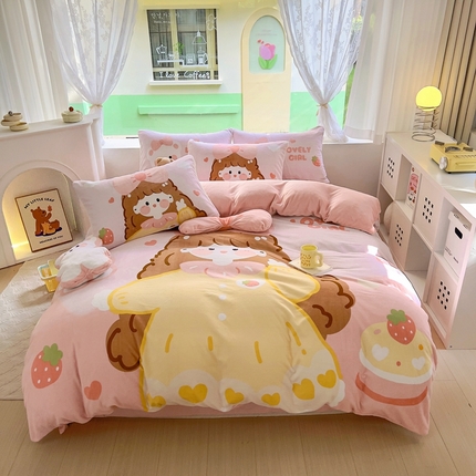 91家纺网 家纺一手货源 找家纺 （总）川悦生活 2023新款大版牛奶绒卡通玩偶脚工艺款四件套