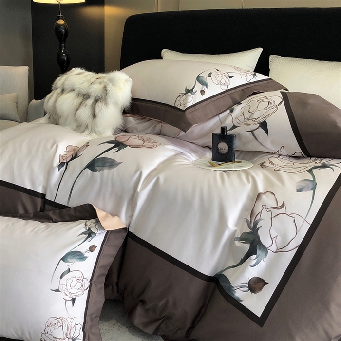 91家纺网 家纺一手货源 找家纺 涞澳  2023新款100支全棉数码印花四件套 花见