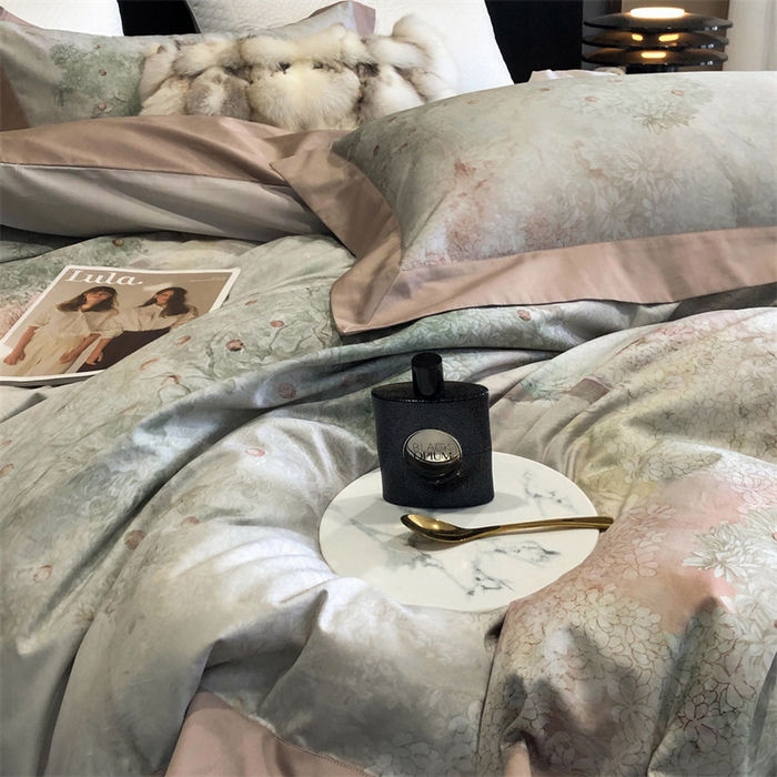 91家纺网 家纺一手货源 找家纺 涞澳  2023新款100支全棉数码印花四件套 花展