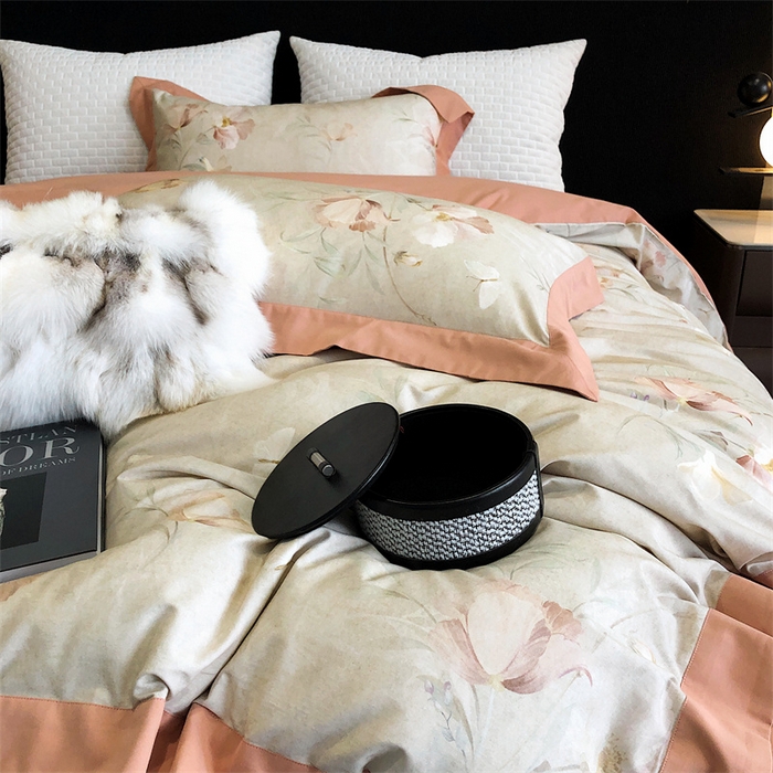 91家纺网 家纺一手货源 找家纺 涞澳 2023新款全棉磨绒印花四件套 亭雪