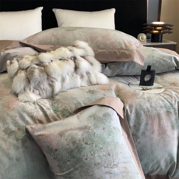 91家纺网 家纺一手货源 找家纺 涞澳  2023新款100支全棉数码印花四件套 花展