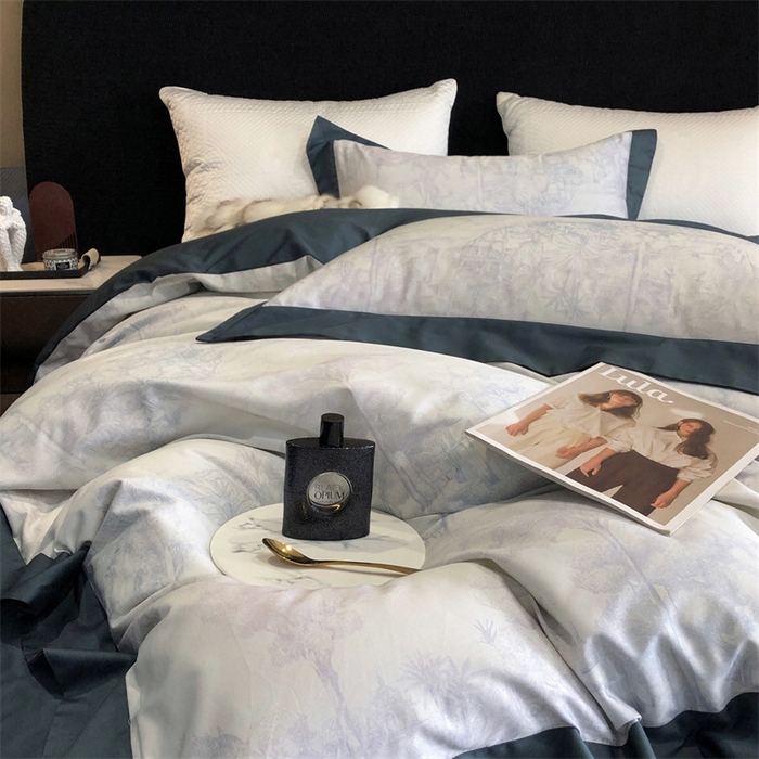 91家纺网 家纺一手货源 找家纺 涞澳  2023新款100支全棉数码印花四件套 陌上花-绿