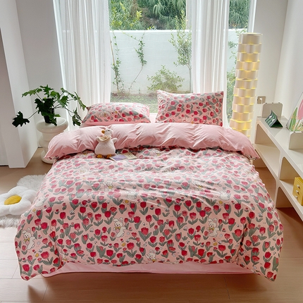 怡家居 2023新款秋冬亲肤舒适棉加绒四件套 花园漫步