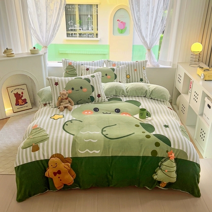 91家纺网 家纺一手货源 找家纺 （总）川悦生活 2023新款大版牛奶绒卡通玩偶脚工艺款四件套