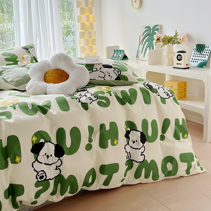 91家纺网 家纺一手货源 找家纺 怡家居 2023新款秋冬亲肤舒适棉加绒四件套 屁屁狗