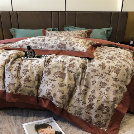 91家纺网 家纺一手货源 找家纺 （总）涞澳 2023新款全棉磨绒印花四件套