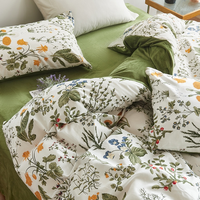 91家纺网 家纺一手货源 找家纺 怡家居 2023新款秋冬亲肤舒适棉加绒四件套 浅香