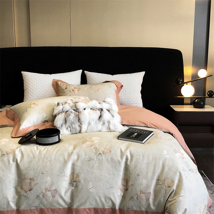 91家纺网 家纺一手货源 找家纺 涞澳 2023新款全棉磨绒印花四件套 亭雪