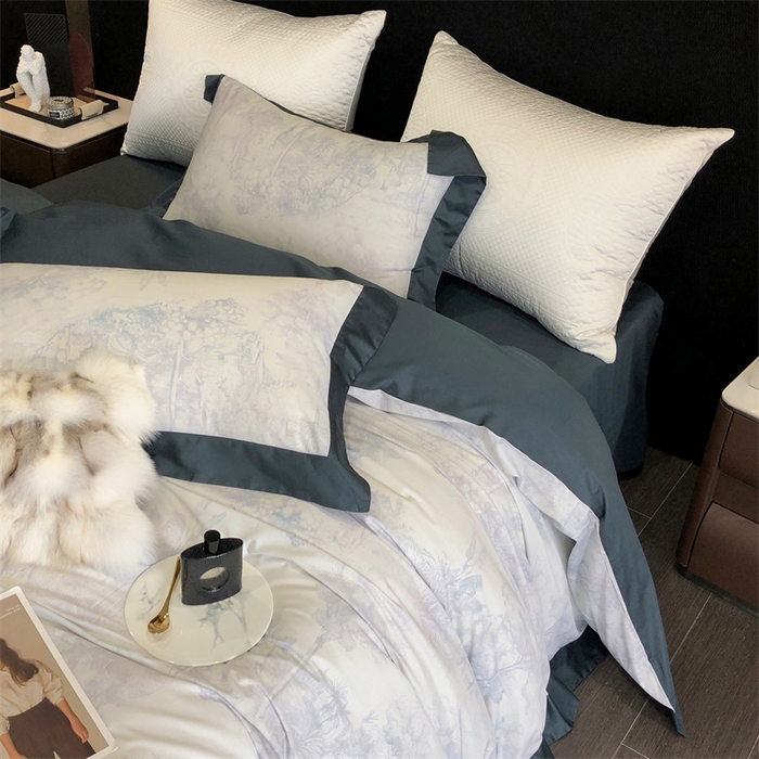 91家纺网 家纺一手货源 找家纺 涞澳  2023新款100支全棉数码印花四件套 陌上花-绿