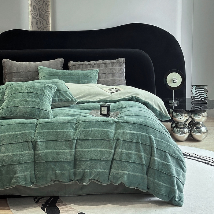 91家纺网 家纺一手货源 找家纺 丝芙妮家居（原乐视家纺） 2024新款兔兔绒牛奶绒四件套-黎梦系列 黎梦-橄榄绿