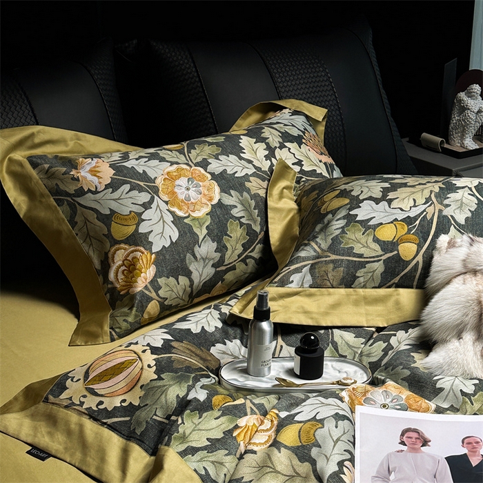 91家纺网 家纺一手货源 找家纺 涞澳  2023新款100支全棉数码印花四件套 兰槿