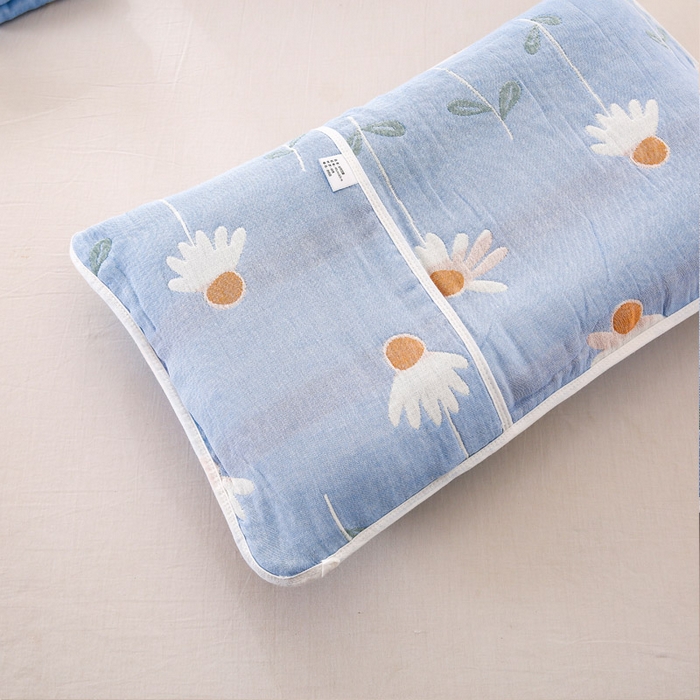 91家纺网 家纺一手货源 找家纺 朴尔家纺-毛巾被 2023年全棉卡通六层纱布儿童枕套 一米阳光兰