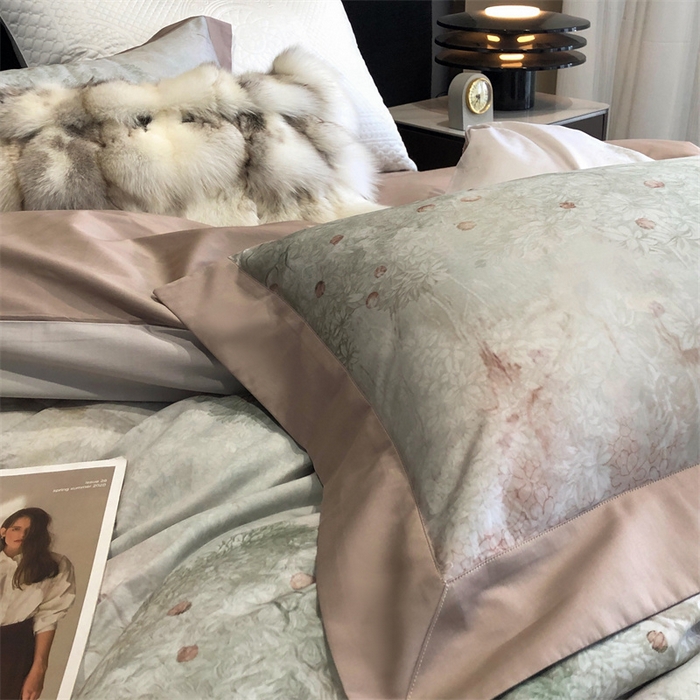 91家纺网 家纺一手货源 找家纺 涞澳  2023新款100支全棉数码印花四件套 花展