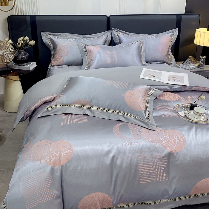 91家纺网 家纺一手货源 找家纺 小时代家纺 2023新款纯棉贡缎提花夹棉床盖四件套 森之恋曲