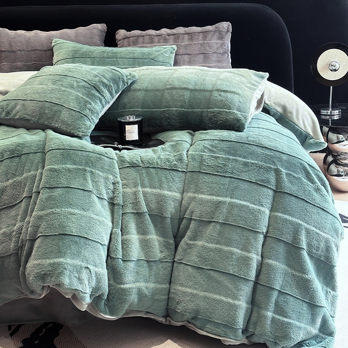 91家纺网 家纺一手货源 找家纺 丝芙妮家居（原乐视家纺） 2024新款兔兔绒牛奶绒四件套-黎梦系列 黎梦-橄榄绿