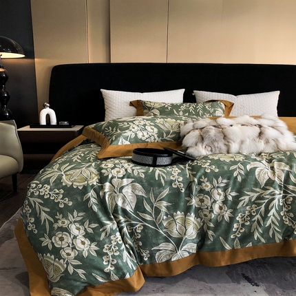 91家纺网 家纺一手货源 找家纺 （总）涞澳 2023新款全棉磨绒印花四件套