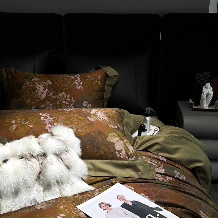 91家纺网 家纺一手货源 找家纺 涞澳  2023新款100支全棉数码印花四件套 花颜