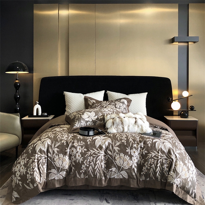 91家纺网 家纺一手货源 找家纺 涞澳 2023新款全棉磨绒印花四件套 舒羽-咖