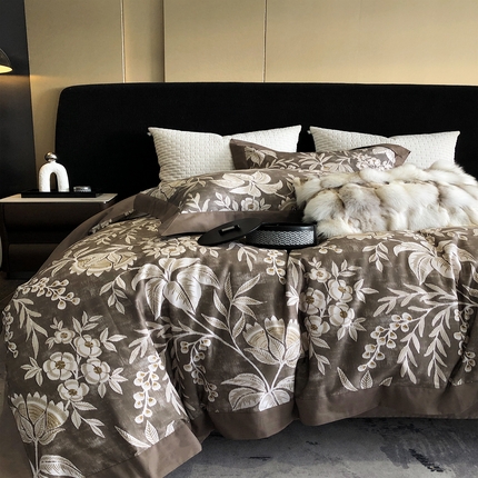 91家纺网 家纺一手货源 找家纺 （总）涞澳 2023新款全棉磨绒印花四件套