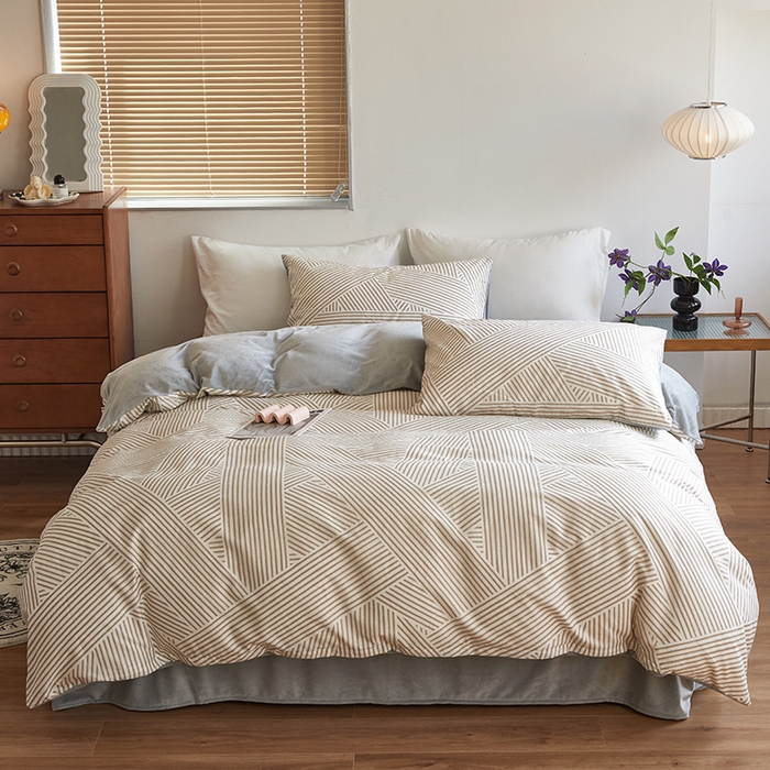 91家纺网 家纺一手货源 找家纺 怡家居 2023新款秋冬亲肤舒适棉加绒四件套 绅士