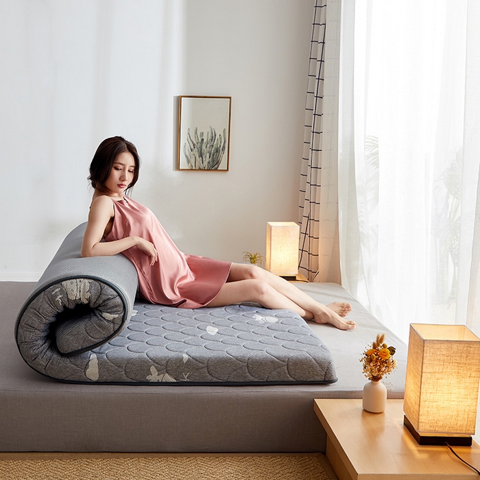 91家纺网 家纺一手货源 找家纺 锦丝钰床垫 2023乳胶记忆海绵床垫 单边小牛灰色