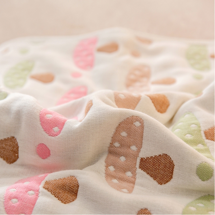 91家纺网 家纺一手货源 找家纺 2023全棉卡通六层纱布儿童枕套-朴尔 日式蘑菇-纱布枕套