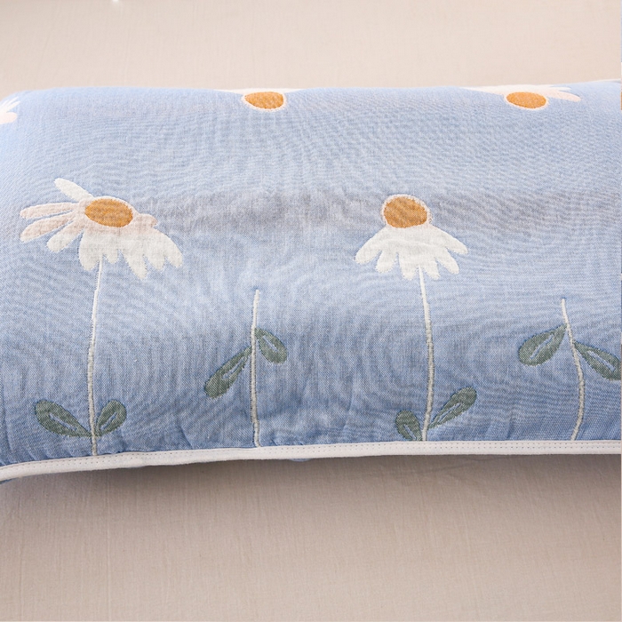 91家纺网 家纺一手货源 找家纺 朴尔家纺-毛巾被 2023年全棉卡通六层纱布儿童枕套 一米阳光兰