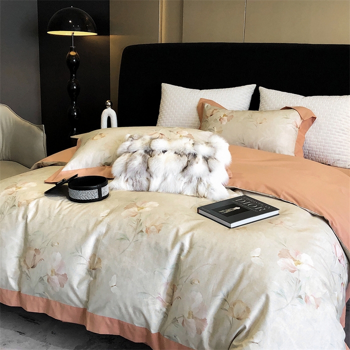 91家纺网 家纺一手货源 找家纺 涞澳 2023新款全棉磨绒印花四件套 亭雪