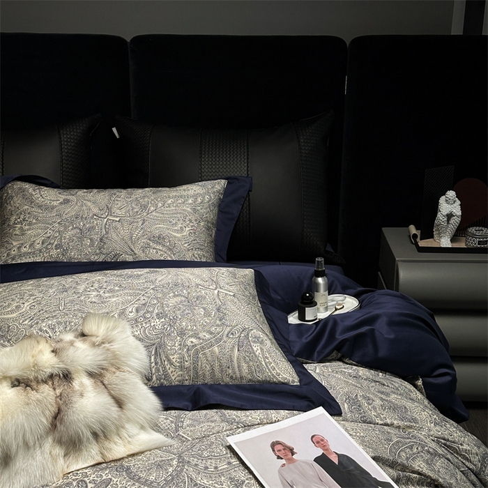 91家纺网 家纺一手货源 找家纺 涞澳  2023新款100支全棉数码印花四件套 凡羽