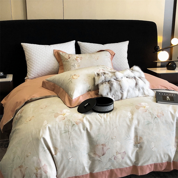 91家纺网 家纺一手货源 找家纺 涞澳 2023新款全棉磨绒印花四件套 亭雪