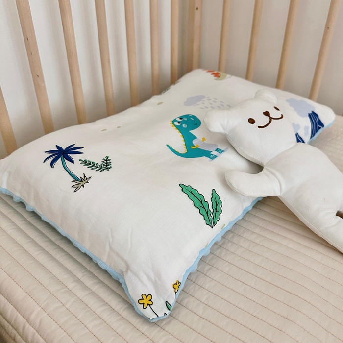 91家纺网 家纺一手货源 找家纺 BOSS 2024新款婴幼儿可拆卸-全棉26度有氧双层纱豆豆枕 恐龙世纪 全棉双层纱豆豆枕 30*50cm