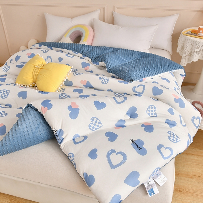 91家纺网 家纺一手货源 找家纺 牛魔王家居 2023新款A类针织棉豆豆被子抗菌纤维被芯冬被 心意满满