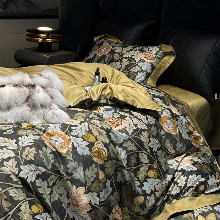 91家纺网 家纺一手货源 找家纺 涞澳  2023新款100支全棉数码印花四件套 兰槿