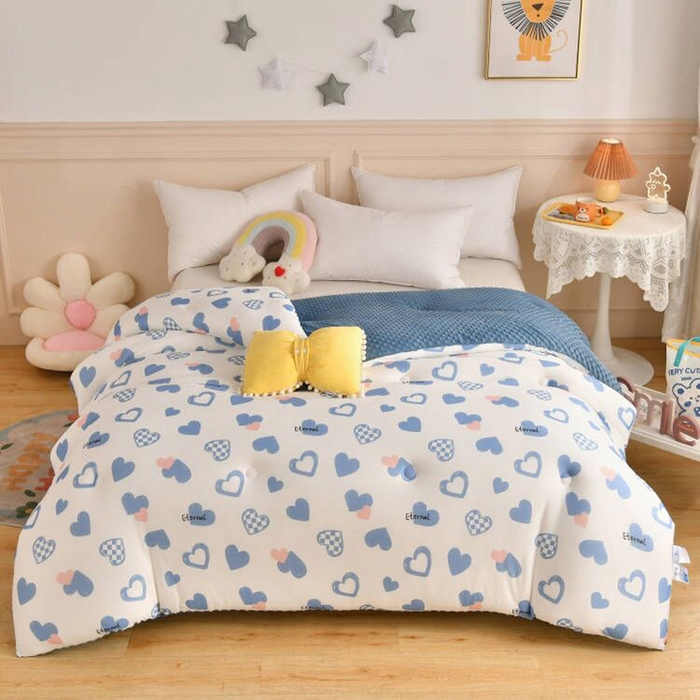 91家纺网 家纺一手货源 找家纺 牛魔王家居 2023新款A类针织棉豆豆被子抗菌纤维被芯冬被 心意满满