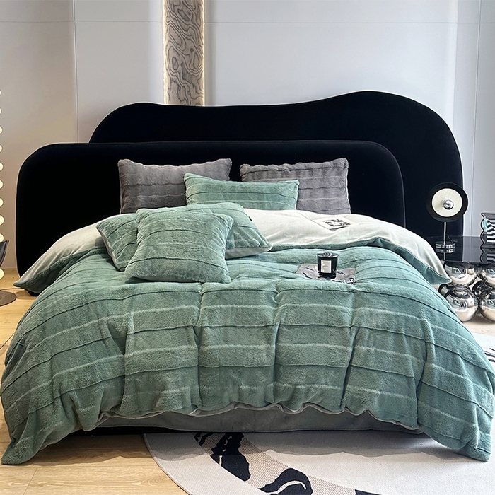 91家纺网 家纺一手货源 找家纺 丝芙妮家居（原乐视家纺） 2024新款兔兔绒牛奶绒四件套-黎梦系列 黎梦-橄榄绿