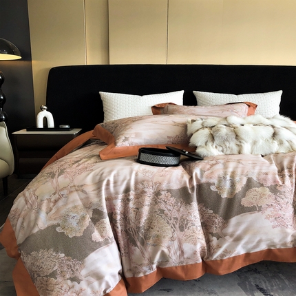 91家纺网 家纺一手货源 找家纺 （总）涞澳 2023新款全棉磨绒印花四件套