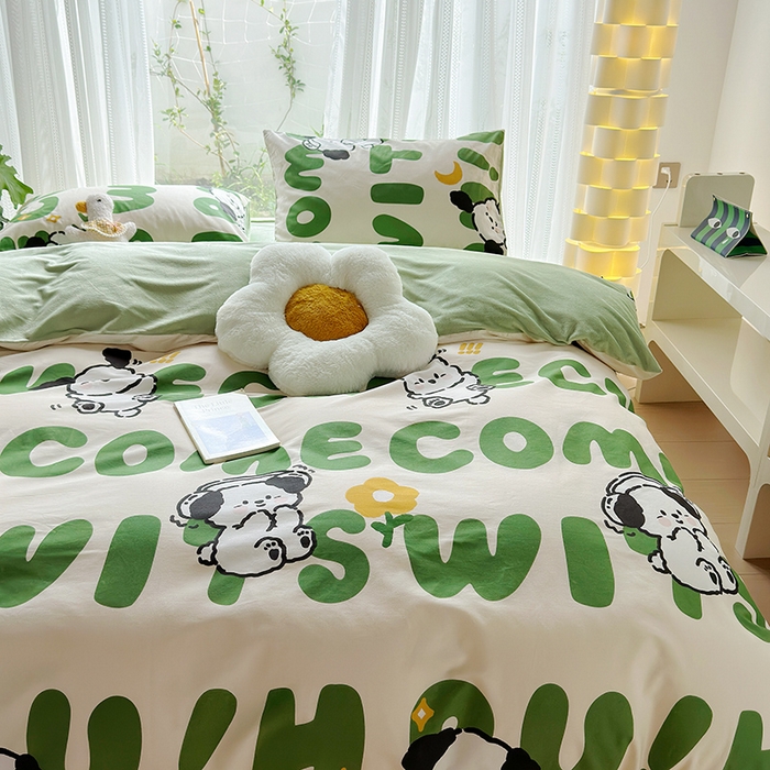 91家纺网 家纺一手货源 找家纺 怡家居 2023新款秋冬亲肤舒适棉加绒四件套 屁屁狗