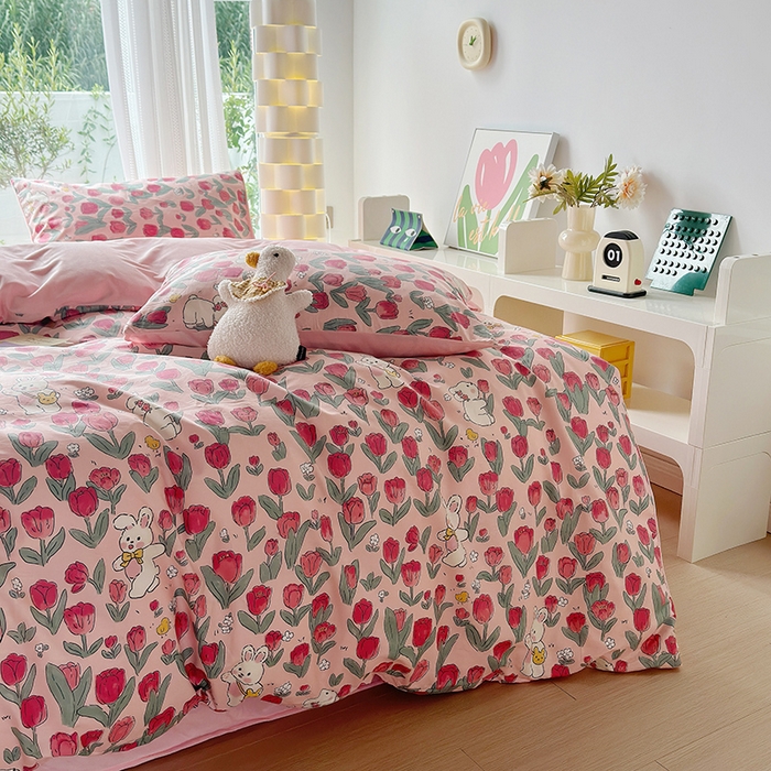 91家纺网 家纺一手货源 找家纺 怡家居 2023新款秋冬亲肤舒适棉加绒四件套 花园漫步