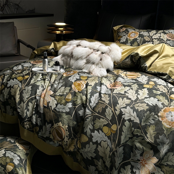 91家纺网 家纺一手货源 找家纺 涞澳  2023新款100支全棉数码印花四件套 兰槿