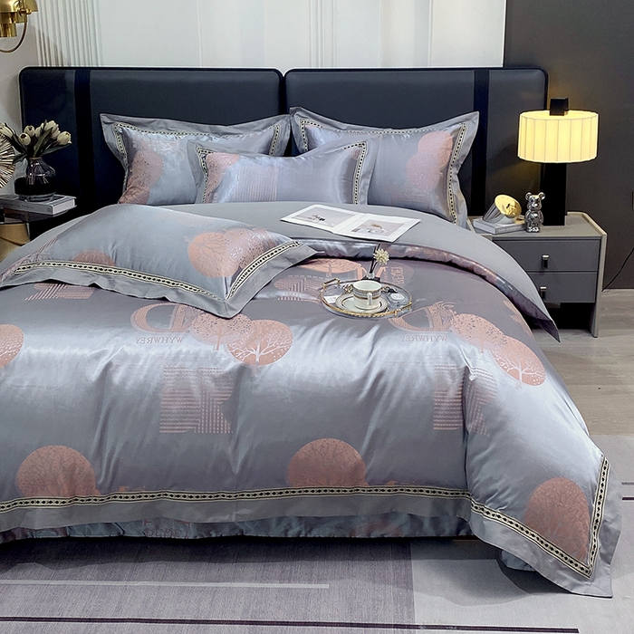 91家纺网 家纺一手货源 找家纺 小时代家纺 2023新款纯棉贡缎提花夹棉床盖四件套 森之恋曲