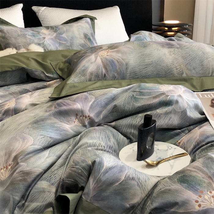 91家纺网 家纺一手货源 找家纺 涞澳  2023新款100支全棉数码印花四件套 花曼