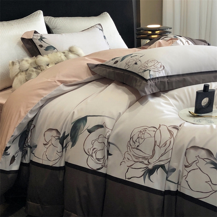 91家纺网 家纺一手货源 找家纺 涞澳  2023新款100支全棉数码印花四件套 花见