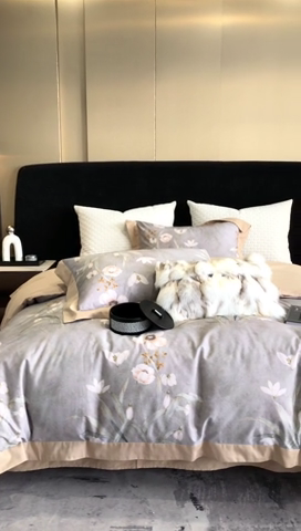 91家纺网 家纺一手货源 找家纺 涞澳 2023新款全棉磨绒印花四件套 婉晴