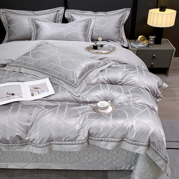 91家纺网 家纺一手货源 找家纺 小时代家纺 2023新款纯棉贡缎提花夹棉床盖四件套 艾斯尼