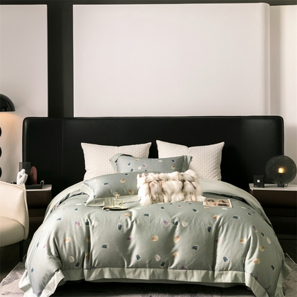 91家纺网 家纺一手货源 找家纺 涞澳2023新款天丝棉磨毛印花四件套 灰兰