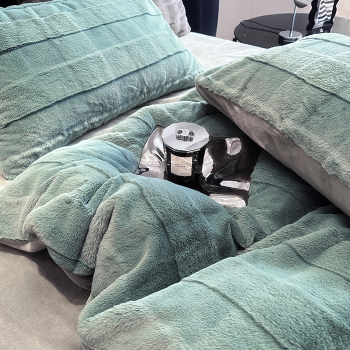 91家纺网 家纺一手货源 找家纺 丝芙妮家居（原乐视家纺） 2024新款兔兔绒牛奶绒四件套-黎梦系列 黎梦-橄榄绿