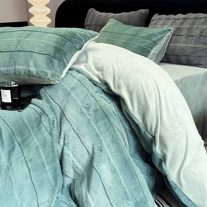 91家纺网 家纺一手货源 找家纺 丝芙妮家居（原乐视家纺） 2024新款兔兔绒牛奶绒四件套-黎梦系列 黎梦-橄榄绿