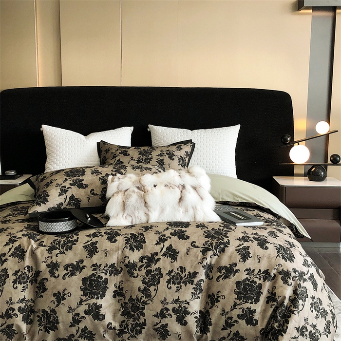 91家纺网 家纺一手货源 找家纺 涞澳 2023新款全棉磨绒印花四件套 花萝