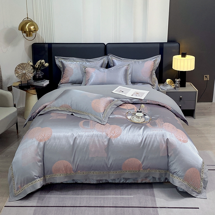 91家纺网 家纺一手货源 找家纺 小时代家纺 2023新款纯棉贡缎提花夹棉床盖四件套 森之恋曲